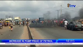 Bus drivers protest over increase in pump price of petrol