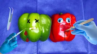 Bell Pepper Kidney Transplant Surgery ASMR: Funny Fruit Surgery #fruitsurgery #asmr #exotichospital