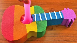 Satisfying Video l Kinetic Sand Rainbow Slime Guitar Cutting ASMR #8 Rainbow ToyTocToc