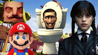 Hello Neighbor - New Secret Neighbor Skibidi Toilet Wednesday Addams Mario Aaron Gameplay