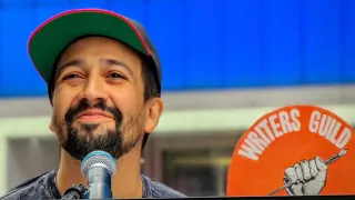 Lin-Manuel Miranda performing “My Shot” during the WGA Strike