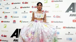 Halsey Wears A Hand Painted Dress & Helps A Designer Make History At 2019 Aria Awards In Australia