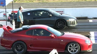 Toyota Supra vs Audi R8 - drag racing