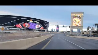 Las Vegas Super Bowl Drive   Allegiant Stadium and the Las Vegas  Strip  day before Superbowl