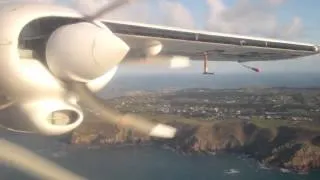 Aurigny Trislander G-BEVT takes off from Guernsey 0815am 6 Feb 2012