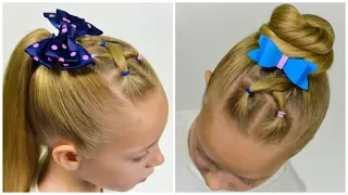 2 Quick & Easy  Hairstyles | PIGTAILS & ELASTICS  ✿ Quick  hairstyle for girl #57