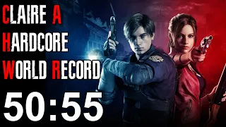 Resident Evil 2 Remake - Claire A Hardcore Former Speedrun World Record - 50:55