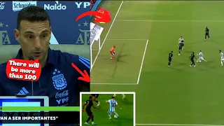 Lionel Scaloni and Argentine Players Reaction on Messi 100 Goal Record