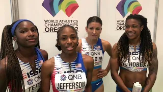 USA Women Run WORLD LEAD In 4x100m Relay Prelims