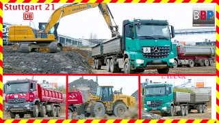 Caterpillar 330, 972H, Mercedes-Benz AROCS Trucks,... Stuttgart 21, 24.01.2023.