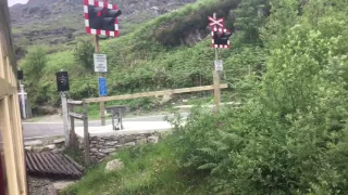 (View from the train) newly upgraded Stwlan Dam level crossing