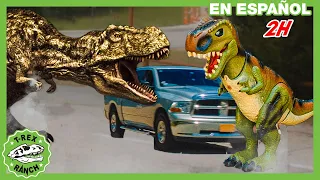 ¡T-Rex gigante persigue a Ranger en un camión! |Video divertido de dinosaurios y juguetes para niños