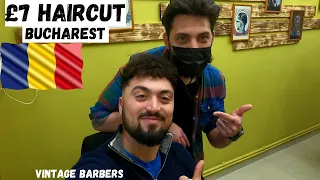 Getting a HAIRCUT in BUCHAREST | Vintage Barbers BARBERSHOP! Travel in ROMANIA Guide (2022)