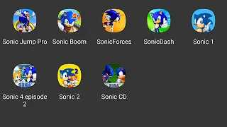 Sonic the Hedgehog CD, Sonic 4 Episode 2, Sonic Dash, Sonic Forces, Sonic Boom, Sonic Jump Pro