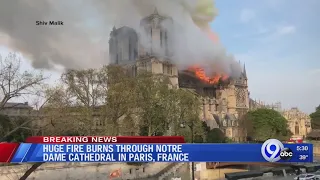 Part of Notre Dame cathedral destroyed