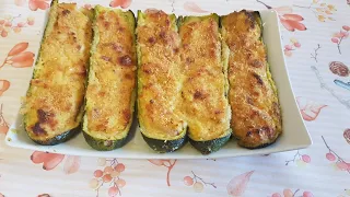 Baked stuffed zucchini : the best recipe in the world, so easy and delicious,all family love it