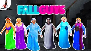 FALL GUYS vs Granny Princess Elsa, Rapunzel, Cinderella ★ funny horror animations