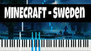 Sweden - Minecraft | EASY Piano Tutorial (Midi + Sheet Music)