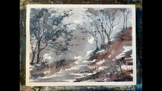 Paint a Loose Watercolour Misty Woodland Landscape Watercolor Tutorial For Beginners & Intermediates