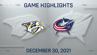 NHL Highlights | Predators vs. Blue Jackets - Dec. 30, 2021