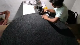 black jute raund kaise banaye!DIY Handmade Jute BIG Carpet || Make at home very easily!! doormat