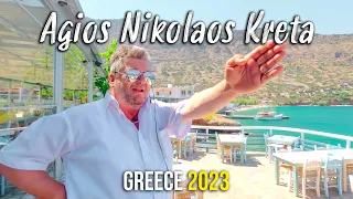 Agios Nikolaos Crete, Plaka, walking tour 4k, Drone shots, Kreta, Greece 2023
