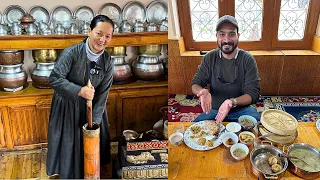 200 साल पुराना ladakhi kitchen | Heritage Home Stay Food & Local beer | ladakh food tour ￼