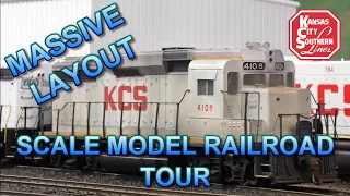 MASSIVE LAYOUT!! Kansas City Southern HO Scale Model Railroad Tour
