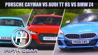 Porsche Cayman VS Audi TT RS VS BMW Z4 - the road test | Fifth Gear