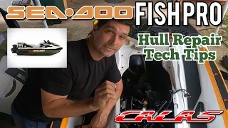 2019 Sea Doo Fish Pro + Hole in Hull Repair + Tech Tips  + Removing Engine + Calas Performance