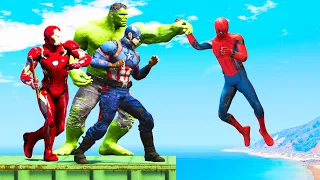 GTA 5 Water Ragdolls Spiderman vs Team Superheroes Hulk & Iron Man Jumps/Fails (Funny Moments)