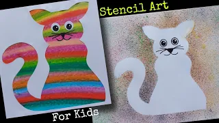Stencil art for kids | DIY - Cat stencil for school student beginners - Gyaneshwari