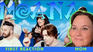 Mom REACTS to VoicePlay ft. Rachel Potter - Moana medley FIRST REACTION !!