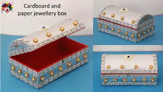 DIY cardboard jewellery box making at home || waste cardboard reuse craft idea || useful things