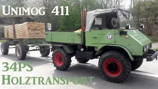 Transporting wood with UNIMOG 411 | How strong do 34HP go?