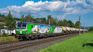 Güterzug bleibt liegen, SETG Werbeloks, BELog EuroDual, Strabag Bauzug uvm. auf der Frankenwaldbahn