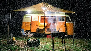 Camping in The Rain With The Classic VW Campervan | Van Life Camping ASMR