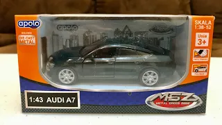 Unboxing and Review Apolo Diecast Car Toys 1 : 43 Scale Audi A7 3.0 TDI Quattro