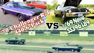 1970 Challenger R/T vs 1969 Nova SS - PURE STOCK DRAG RACE (single heads up)