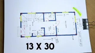 13 x 30 small house plan II 13 x 30 ghar ka naksha design II 390 sqft home design