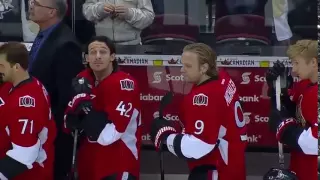 Pens, Sens crack up during national anthems 3/24/12