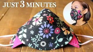 JUST 3 MINUTES - Simple 3D Face Mask 2 in 1 Style Sewing Tutorial｜DIY Fabric Mask for beginner