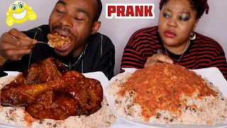 SERVING MY HUSBAND FOOD WITH LITTLE MEAT *GONE WRONG* 😂 | Rice and Beans MUKPRANK | Prank Video