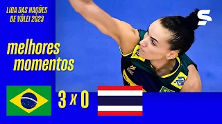 BRASIL 3 X 0 TAILÂNDIA | MELHORES MOMENTOS | LIGA DAS NAÇÕES DE VÔLEI FEMININO 2023 | sportv