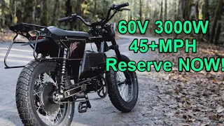 Powerful Moped Style Ebike 60v 3000 Watt 45+MPH!