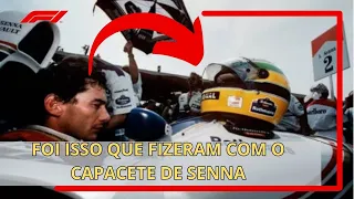 O que aconteceu com o capacete de Senna  após o acidente fatal ?