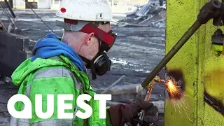 Carefully Taking Down A Huge Steel Building Frame | Part 2 of 4 | Scrap Kings