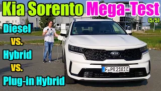 MEGA - TEST! Kia Sorento Diesel vs. Hybrid vs. Plug-in Hybrid Bericht Verbrauch Kosten und Vergleich