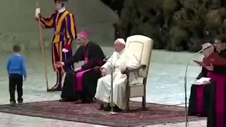 A Speech and Hearing Impaired Boy Climbed onto the Stage as the Pope Spoke