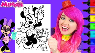 Coloring Minnie Mouse Beach | Markers